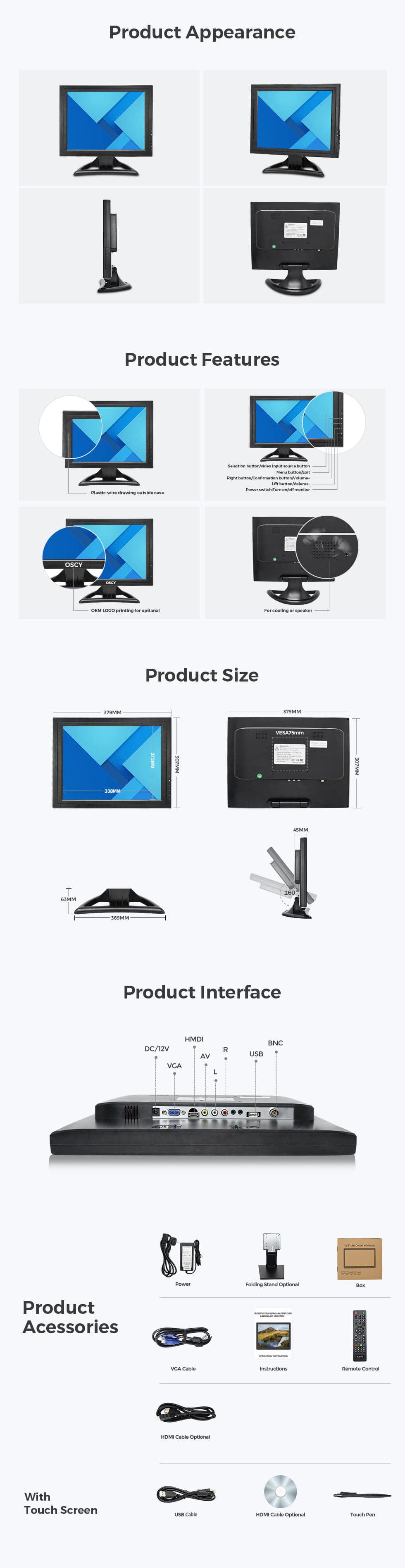 17 Inch HDMI Computer Monitor 