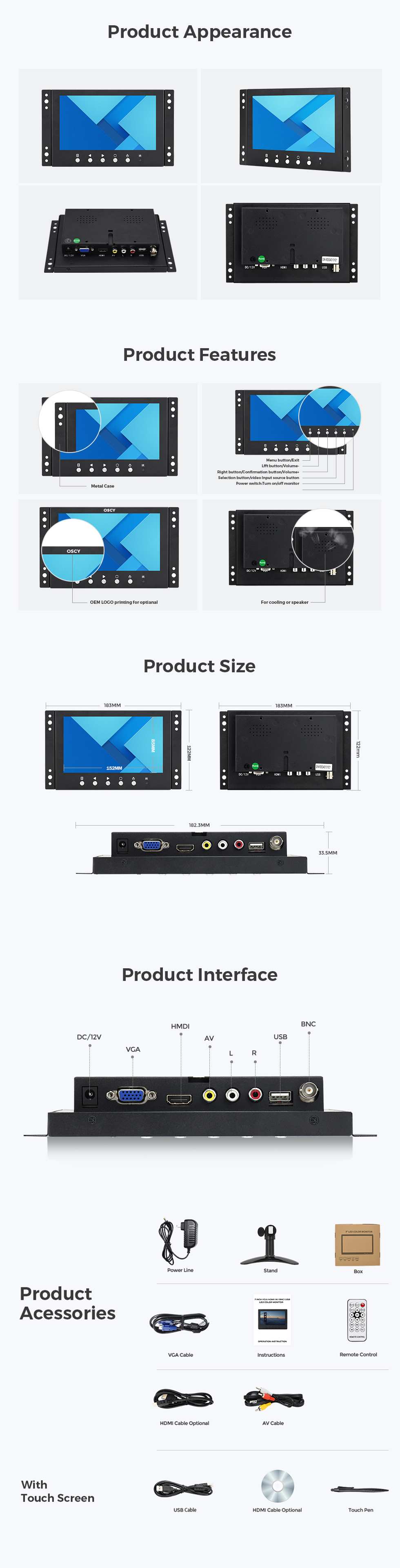 178° 16:9 Widescreen Open Frame Monitor