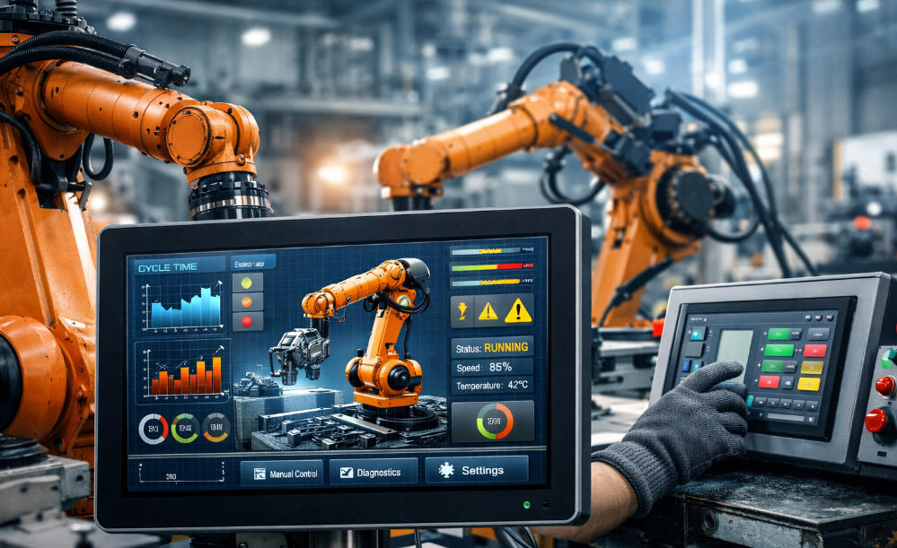 Industrial displays for robotics control systems